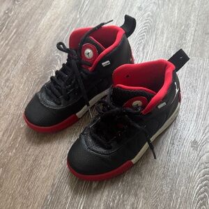 Jordan Kids Size 12 Black and Red Sneakers